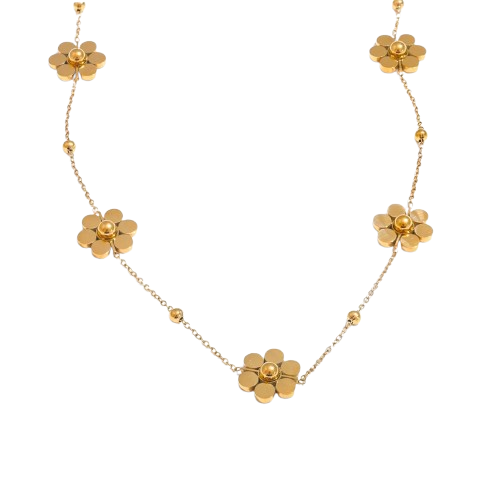 Collier Fleur d’Été – Élégance Florale en Acier Inoxydable