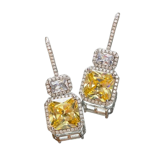 Boucles d’Oreilles Yellow Zircon – Élégance et Éclat Intemporel