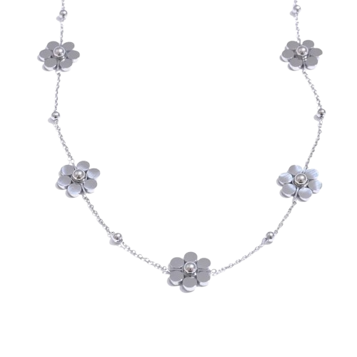 Collier Fleur d’Été – Élégance Florale en Acier Inoxydable